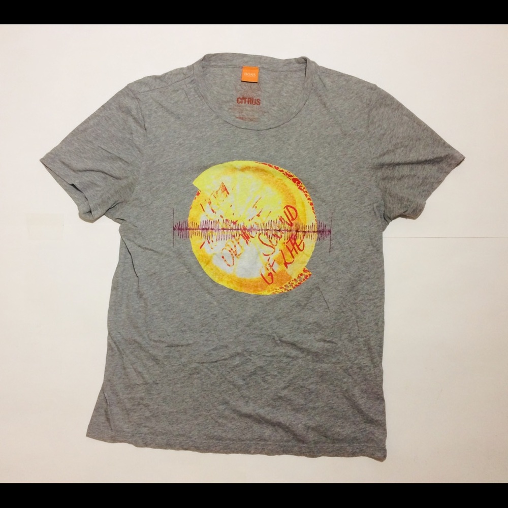 Hugo Boss Mens Large Grey Citrus Graphic T Shirt